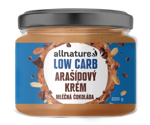 Allnature Arašidový krém s mliečnou LOW carb čokoládou 220 g