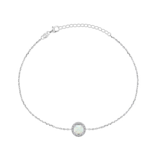 Brilio Silver Nádherný strieborný náramok so syntetickým opálom BRC31W