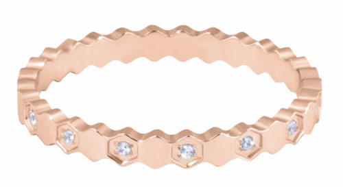 Troli Dizajnový pozlátený prsteň z ocele s čírymi zirkónmi Rose zlaté 55 mm