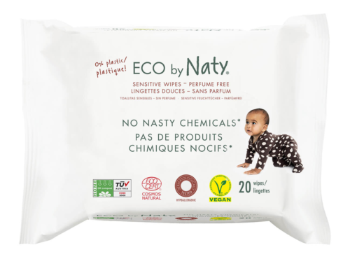 Eco by Naty Vlhčené ubrousky Naty bez vůně - pro citlivou pokožku (20 ks)